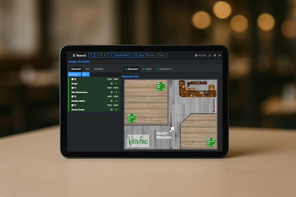 XenTable Tischreservierungssoftware – Reservierungsübersicht für Restaurants